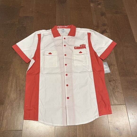Disney Store Duke Caboom Button Up Shirt Mens Medium Bowling Shirt Toy Story 4 - Picture 1 of 3